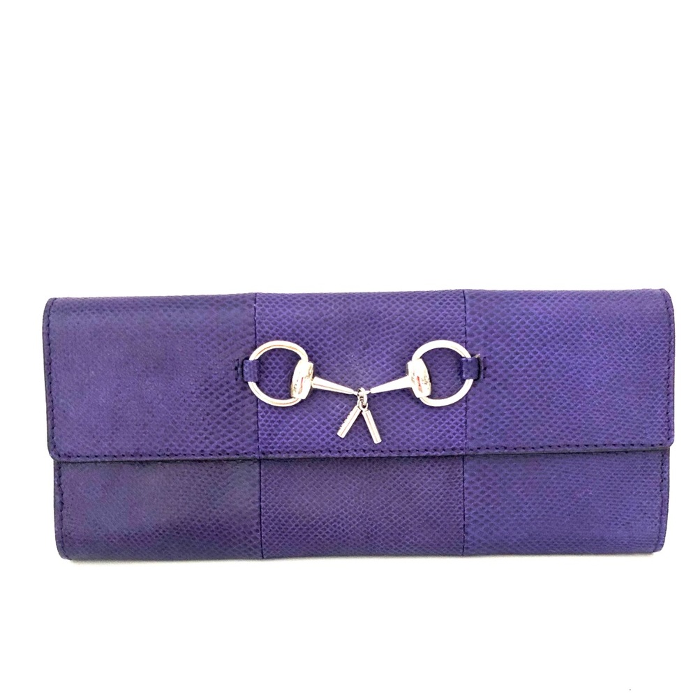Gucci Horsebit Rare Python Clutch. Deep Purple. L… - image 1